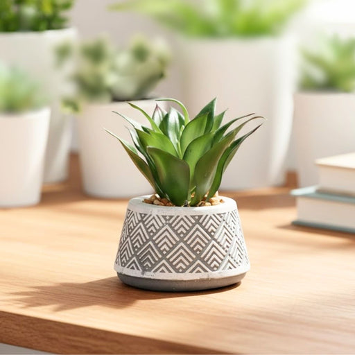 Mini Agave Artificial Green Indoor Succulent Plant with Aesthetic Ceramic Pot to Add Charm to Your Homedecor