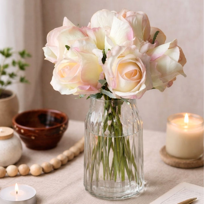 Artificial Rose Flower for - Home, Office, Bedroom, Balcony, Table Display, Living Room Decoration and Craft Corner (Without Vase Pot)