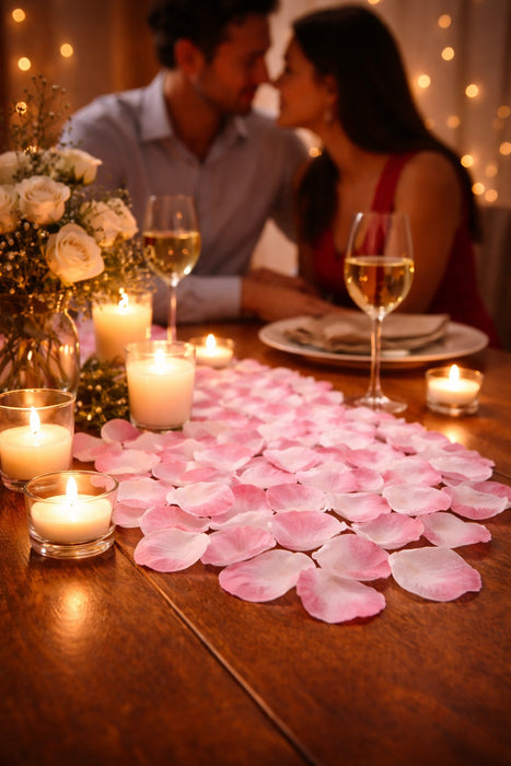 Artificial Rose Petals for Decoration Perfect for Her Him Valentine’s Day Romantic Decor for Wedding Anniversary New Year Candle Light Dinner Bedroom Table Party Decor.