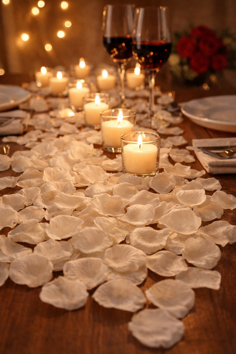 Artificial Rose Petals for Decoration Perfect for Her Him Valentine’s Day Romantic Decor for Wedding Anniversary New Year Candle Light Dinner Bedroom Table Party Decor.