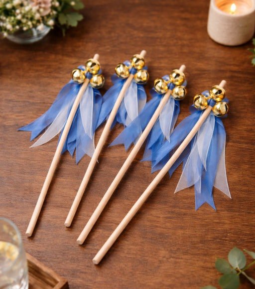 Handcrafted Wedding Ghungroo Bell/rattle Stick With Morpankh for Home Mandir Décor, Marriage gungroo,Shadi -Sagai, Engagment,bride entry, aarti,Magal Phera bell, Barati Swagat, Varmala,christmas bell Stick, pooja, puja mandir, gantri, Temple ganti