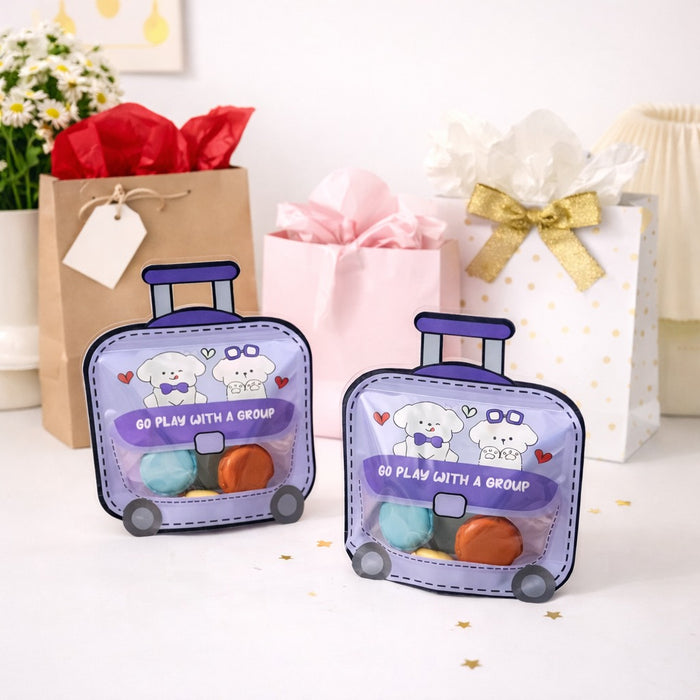 small Trolly-Bag Design Ziplock Pouches With Handle For Gifting, Return Gifts, Birthday, Baby Shower, Party Pouches | Chocolate & Dry Fruit Packing