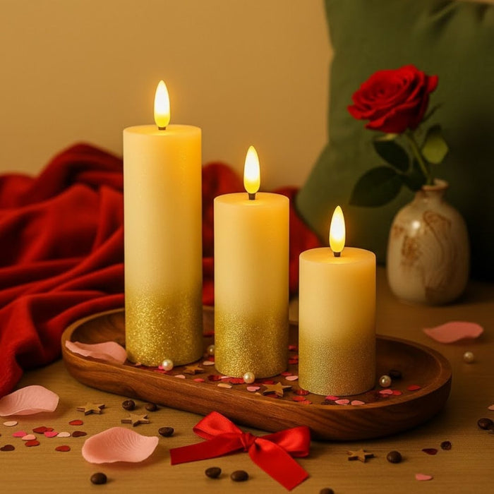 3 Pcs LED Tea Light Candles | Flameless, Smokeless & Unscented | Decorative Lights for Home Decor, Mandir, Wedding, Birthday, Engagement, Balcony & Room Decoration