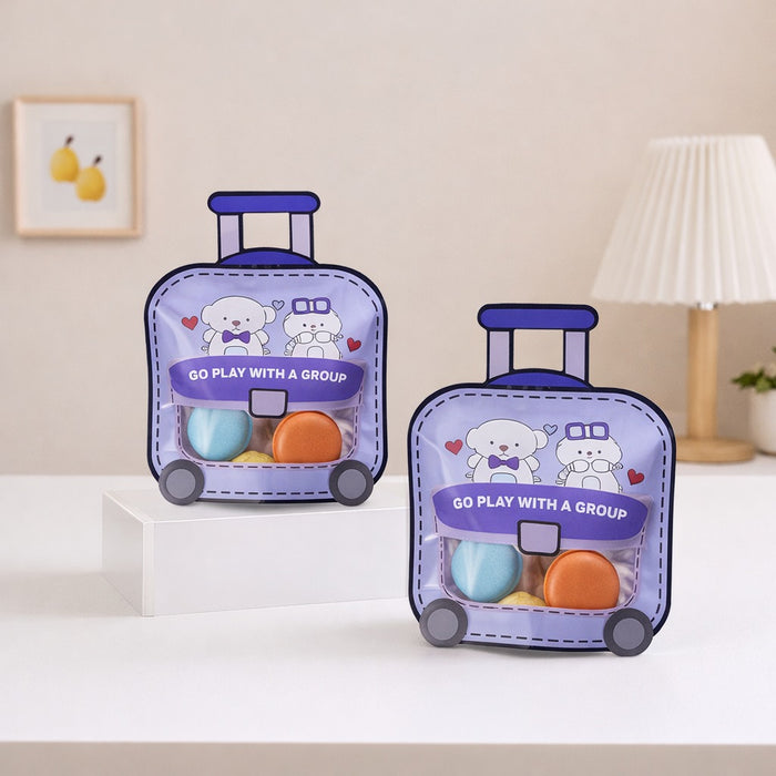small Trolly-Bag Design Ziplock Pouches With Handle For Gifting, Return Gifts, Birthday, Baby Shower, Party Pouches | Chocolate & Dry Fruit Packing