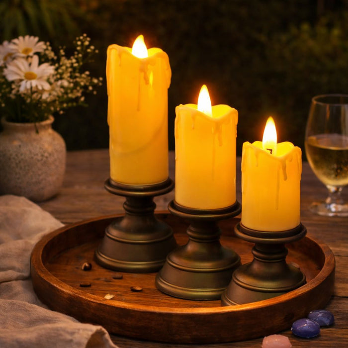 3 Pcs LED Tea Light Candles | Flameless, Smokeless & Unscented | Battery Operated Decorative Lights for Home,Wedding, Birthday, Balcony,Diwali
