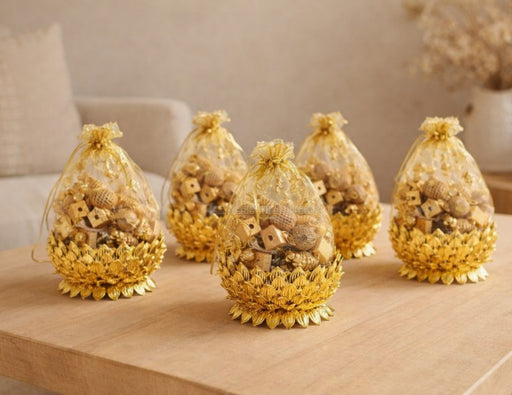 Decorative Golden Lotus Acrylic Box For Multipurpose Use, Traditional Gifting, Potli, Golden Bag, Decoration & DIY for Wedding Gift, Return Gift ,Christmas Gifting (Gold, Lotus) (17 x 9 cm)