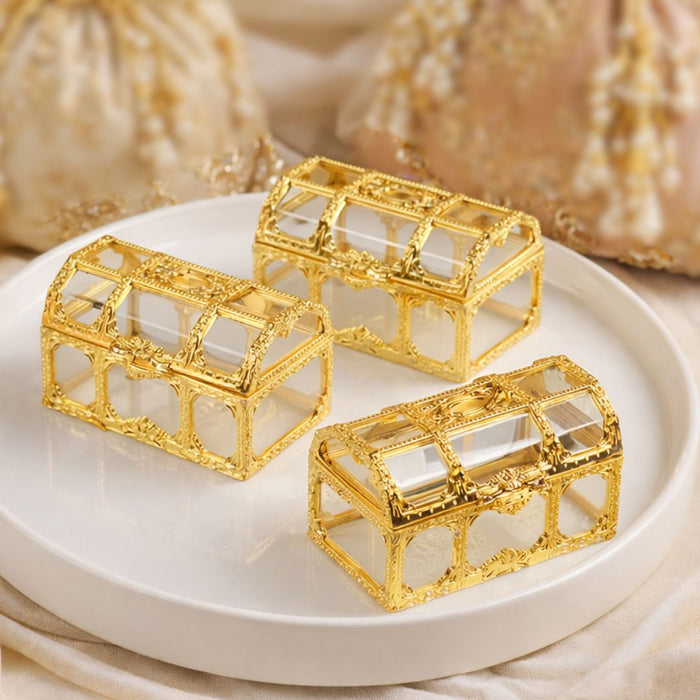 Small Decorative Golden Acrylic Box For Mini Storage,Wedding gift,return gift,Christmas Decoration items, Ring Jewelry Trinket Box, Candy Storage Container Case DIY (Golden Boxes)