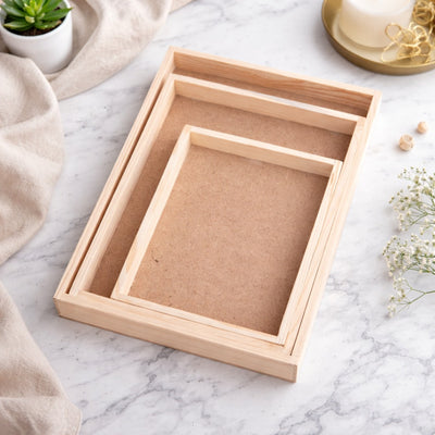 Small Multipurpose Decorative Pinewood  Rectangle Tray for Gift Hamper,Wedding Gifting Boxes and Decoration Purpose.