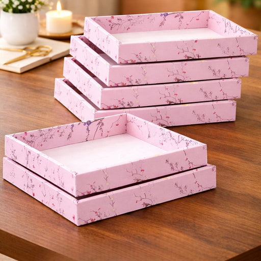 Pink Color Multipurpose Decorative Viral Folding Paper Box (without net and Twister) Rectangle Cardboard Box DIY Tray for Gift Hamper, Gifting (Cardboard Folding Paper Box),Room Hamper,Wedding Hamper