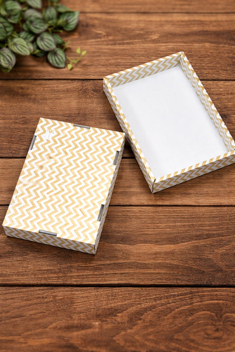 Golden color Multipurpose Decorative Viral Folding Paper Box (without net and Twister) Rectangle Cardboard Box DIY Tray for Gift Hamper, Gifting (Cardboard Folding Paper Box),Room Hamper,Wedding Hamper