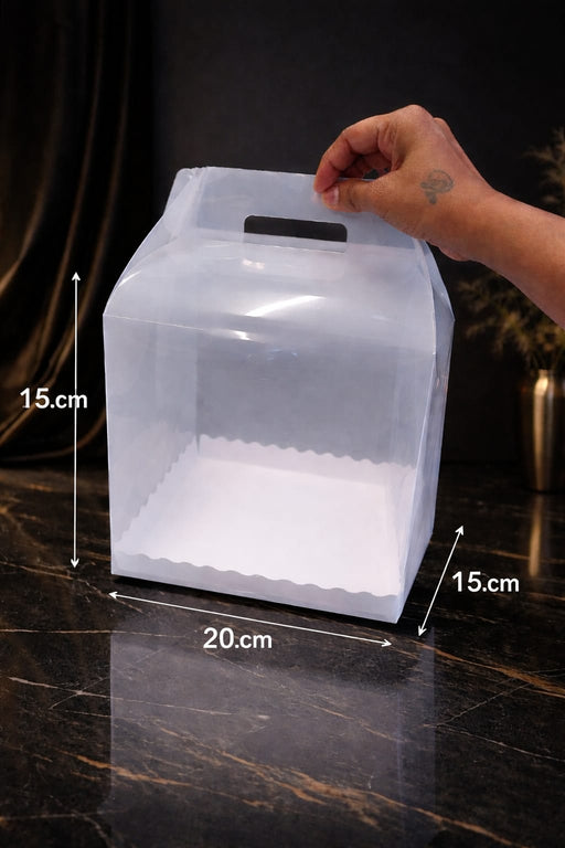Transparent Cake Packaging Box with Handle | Premium Clear Birthday Mousse Cake Box for Pastries, Desserts & Gifting