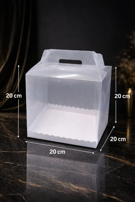 Transparent Cake Packaging Box Hamper Box with Handle | Premium Clear Birthday Mousse Cake Box for Pastries, Desserts & Gifting