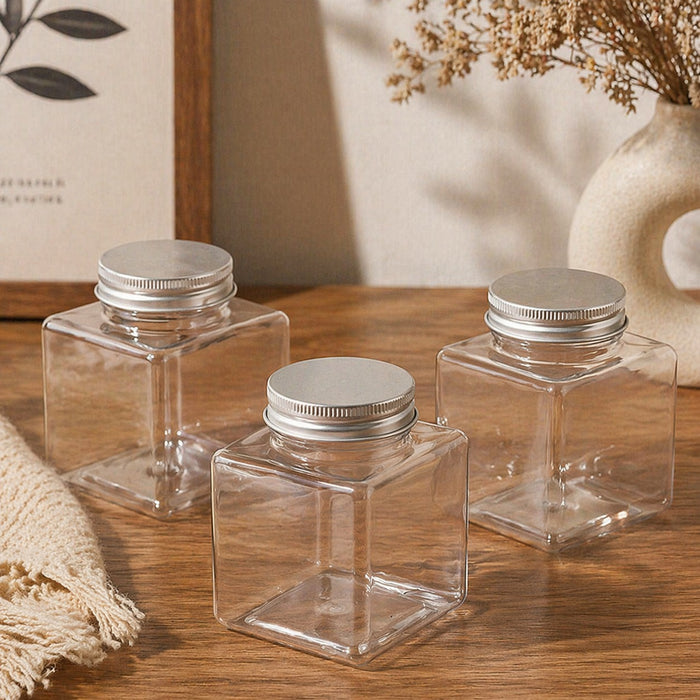 Premium Star Shape And Square Shape Transparent Storage Jar with Lid | Cute Candy Jar, Dry Fruit Container, Gift Packing Jar for Kids & Hampers