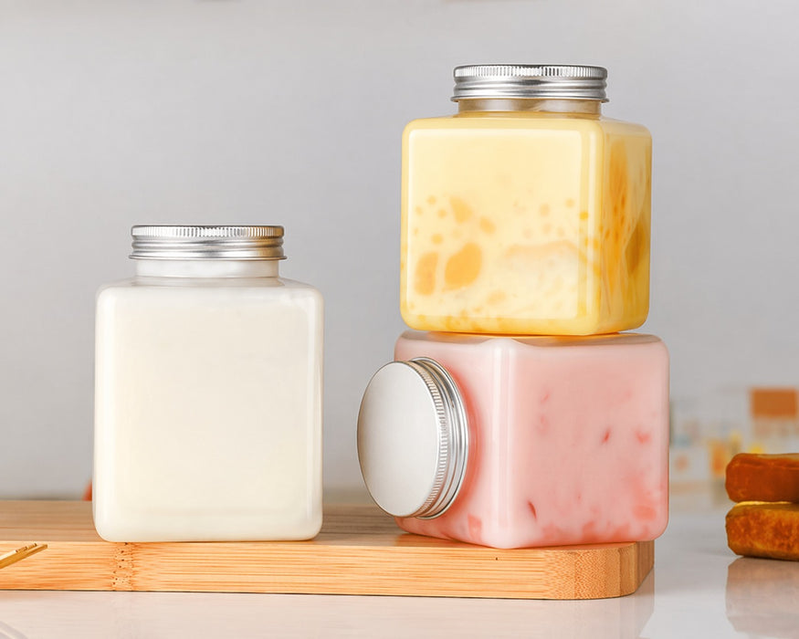 Premium Star Shape And Square Shape Transparent Storage Jar with Lid | Cute Candy Jar, Dry Fruit Container, Gift Packing Jar for Kids & Hampers