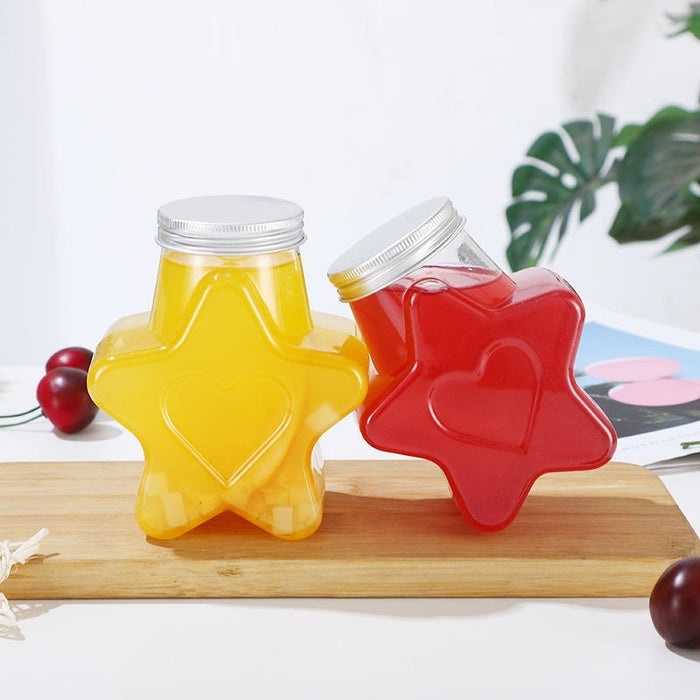 Premium Star Shape And Square Shape Transparent Storage Jar with Lid | Cute Candy Jar, Dry Fruit Container, Gift Packing Jar for Kids & Hampers