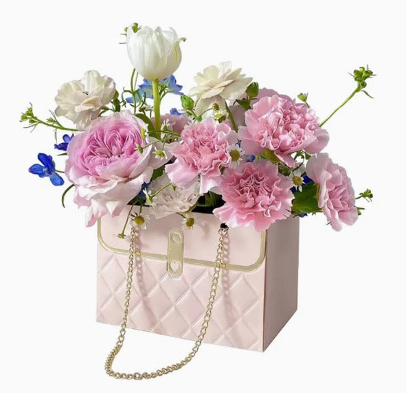 Luxury Chain Handle Gift Bag | Premium Wedding Return Gift Bag | Foldable Paper Gift Bag for Hampers & Gifting (Black, Red, Pink, White)