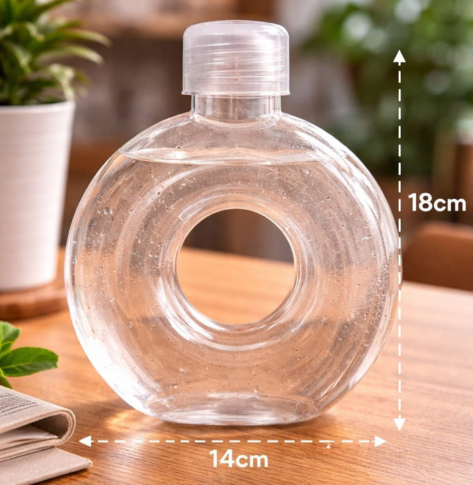 Celebrity Style Packing Bottles, Designer PET Jars with Cap celebrity style jar ( Donut & Translucent Donut Shape) | Trendy Plastic Bottles for Boba Tea, Juice, Mojito, Dry Fruits & Gifting