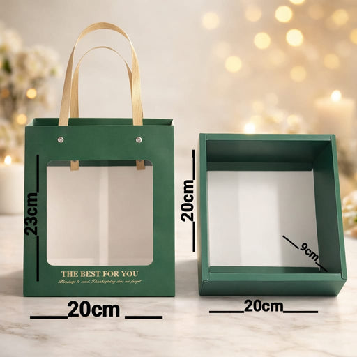Luxury Window Gift Hamper Box with Handle | Premium Carry Box for Wedding Return Gifts, Skincare Hampers & Gifting