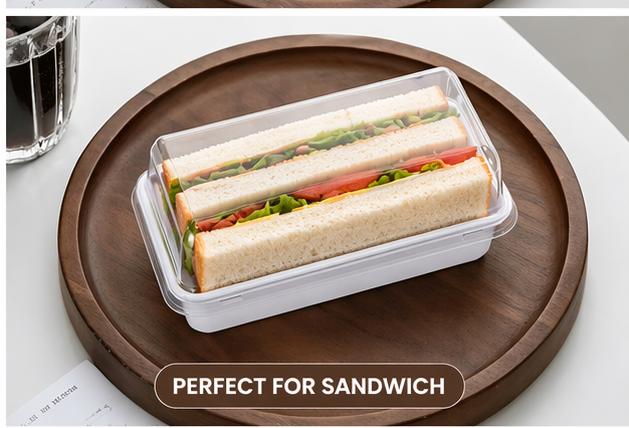 Transparent Dessert Packaging Box with Lid | White Base Plastic Cake Box for Brownies, Pastries & Bento Cakes (13×6×6 cm)