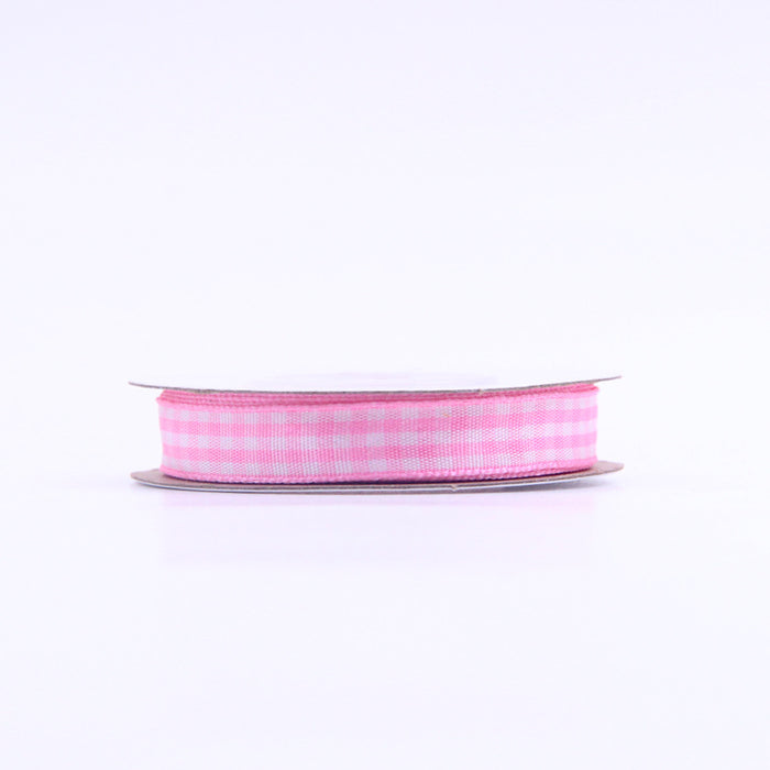 45 Meter Checks Ribbon Roll (Blue, Yellow, Pink) | Decorative Fabric Ribbon for Gift Wrapping, DIY Crafts & Packaging | 45 Meter Roll