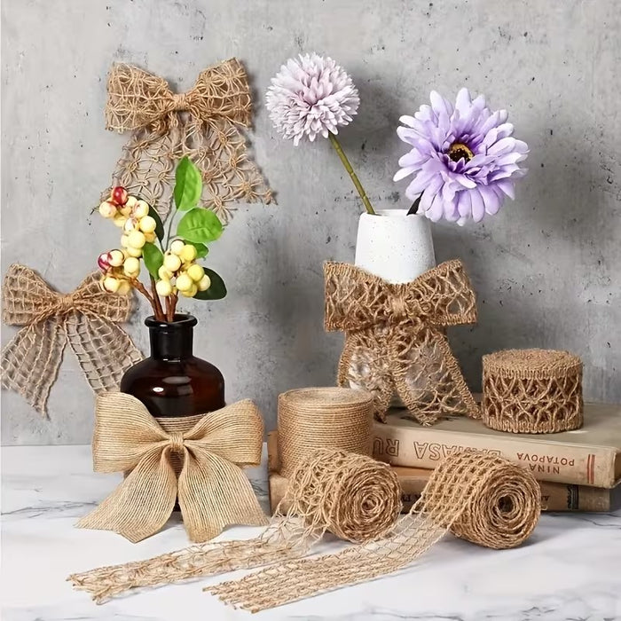 4 PcsPremium Decorative Jute Lace Ribbons Combo Pack | Jute Lace Rolls for Hampers, Toran, DIY Crafts & Gift Decoration