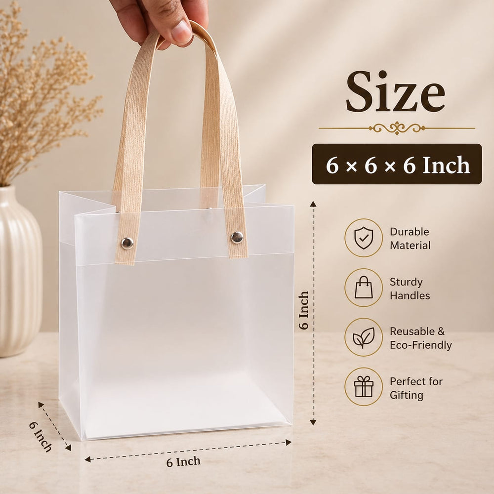 Transparent Gift Bag with Handle | Premium Plastic Hamper Bag for Gifting, Return Gifts & Packaging