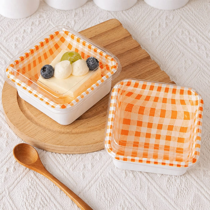 Transparent Square Food Container Box with Lid | Disposable Snack Box | Cake, Dry Fruits, Mukhwas Packaging Box | 12×12×6.5 cm
