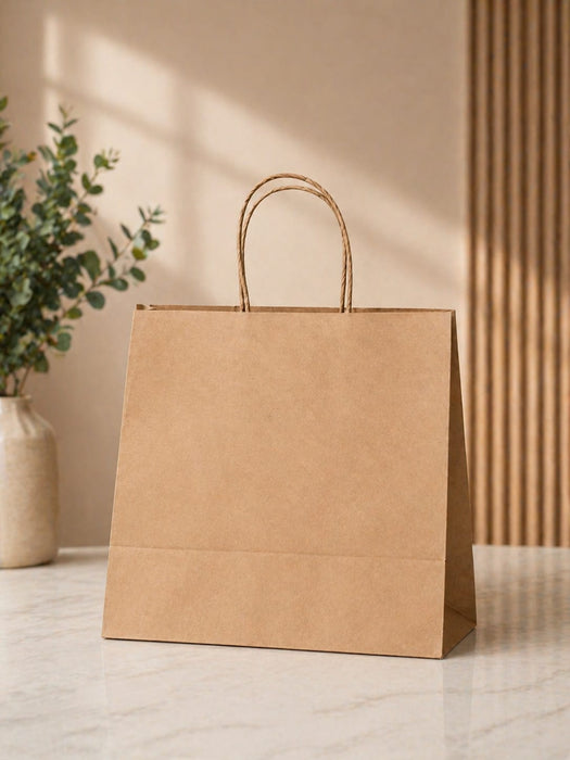 Brown Kraft Paper Carry Bags with Handle | Eco-Friendly Gift Bags for Shopping, Hampers & Packaging | Available size  in Small, Medium & Large Sizes