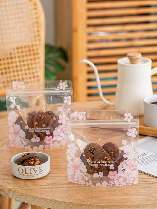 Multi Print Transparent Zip Lock Pouch  (Asthetic Designs) | 13 x 13 cm | Reusable Plastic Packaging for Cookies, Chocolates & Dry Snacks