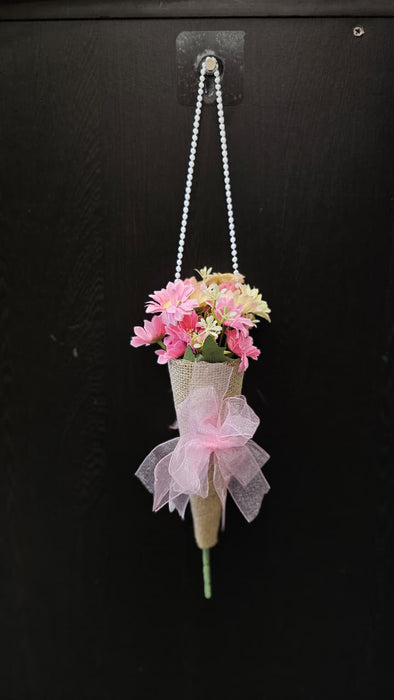 Artificial Daisy Flower Bouquet with Pearl Handle | Decorative Wall Hanging Floral Arrangement for Home Decor, Living Room, Gifting & Festive Decoration