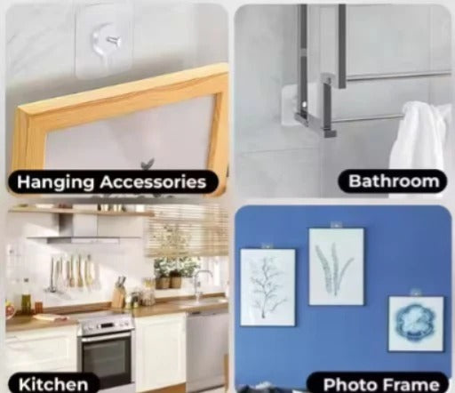 Hooks for Wall Without Drilling, Self Adhesive Hooks for Wall Heavy Duty Strong Nail Free for Hanging Photo Frame, Wall Hanger Sticky Hook,Hooks for Wall (Hanging Hook, Transparent)