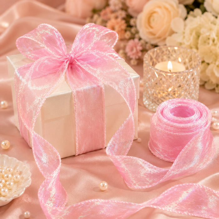 Shiny Organza Ribbon Roll for Decoration & Gift Packing – 1.5 Inch Wide Decorative Ribbon for Wedding, Hamper Packing, Craft & Gift Wrapping (Approx. 8 Meter Roll)