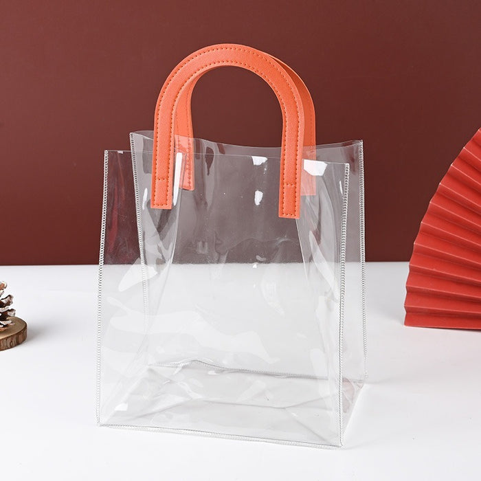 Medium Transparent PVC Gift Bag with Handle |7.5x9x4.5 inch Premium Carry Bag for Hampers, Gifting & Packaging | Available in White, Maroon, Orange & Blue