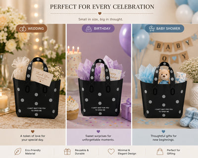 Polka Dot Plastic Frosted Gift Bag – Reusable Carry Bag for Gifts, Hampers & Return Favors