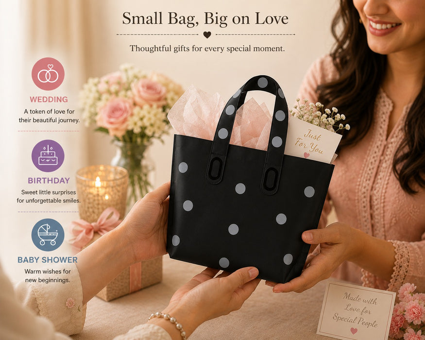 Polka Dot Plastic Gift Bag – Reusable Carry Bag for Gifts, Hampers & Return Favors