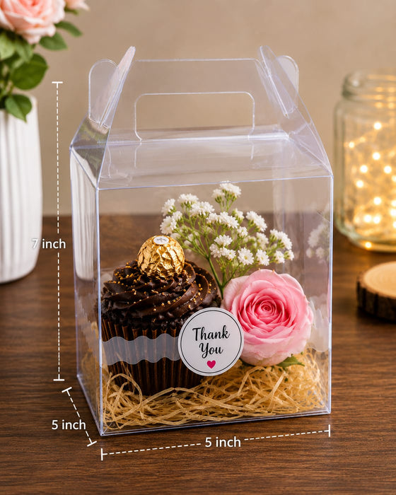 Transparent Cake Packaging Box Hamper Box with Handle | Premium Clear Birthday Mousse Cake Box for Pastries, Desserts & Gifting