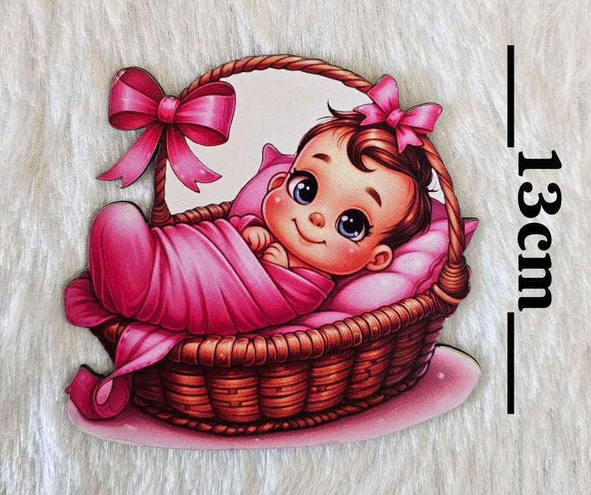 6 Pcs Baby Shower Cutout Set | Baby Boy & Baby Girl Theme Cutouts | Cake Topper & Party Decoration Kit (size 13 cm to 15 cm )