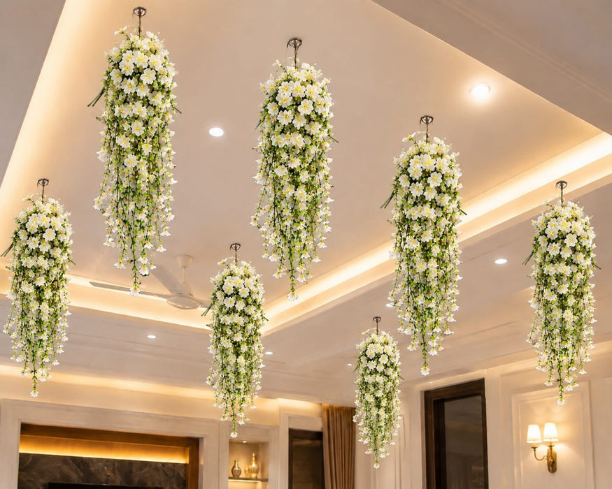 Artificial Hanging Flowers for Home Decor, Pink Flower Vine Garland for Wall, Door, Balcony, Garden, Wedding, Party, Mandap, Room, Office & Festival Decoration