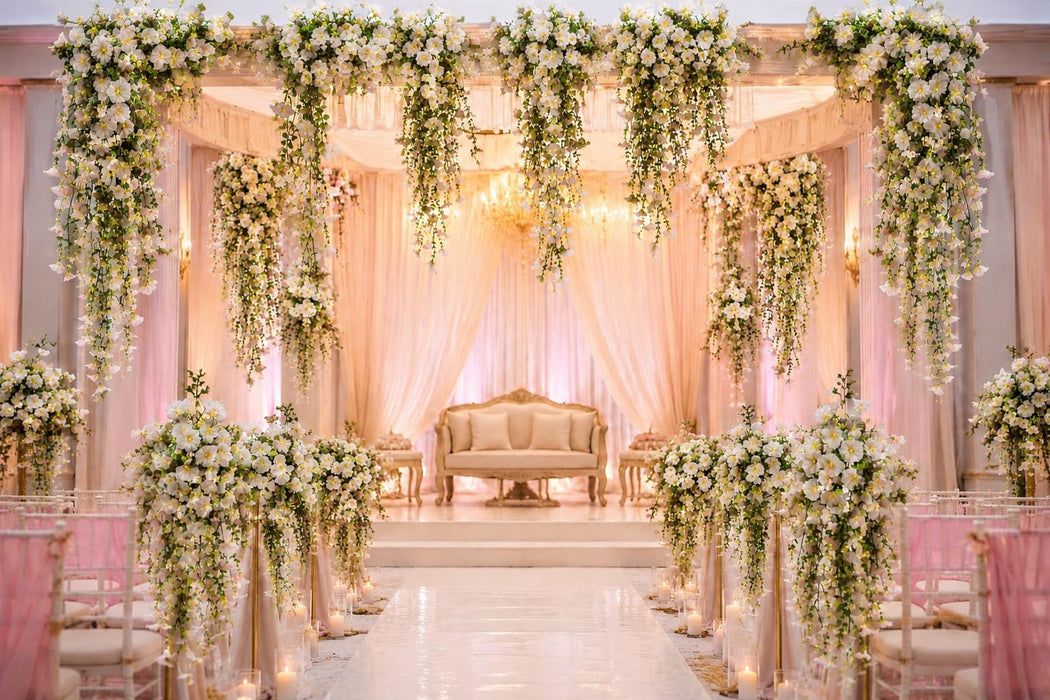 Artificial Hanging Flowers for Home Decor, Pink Flower Vine Garland for Wall, Door, Balcony, Garden, Wedding, Party, Mandap, Room, Office & Festival Decoration