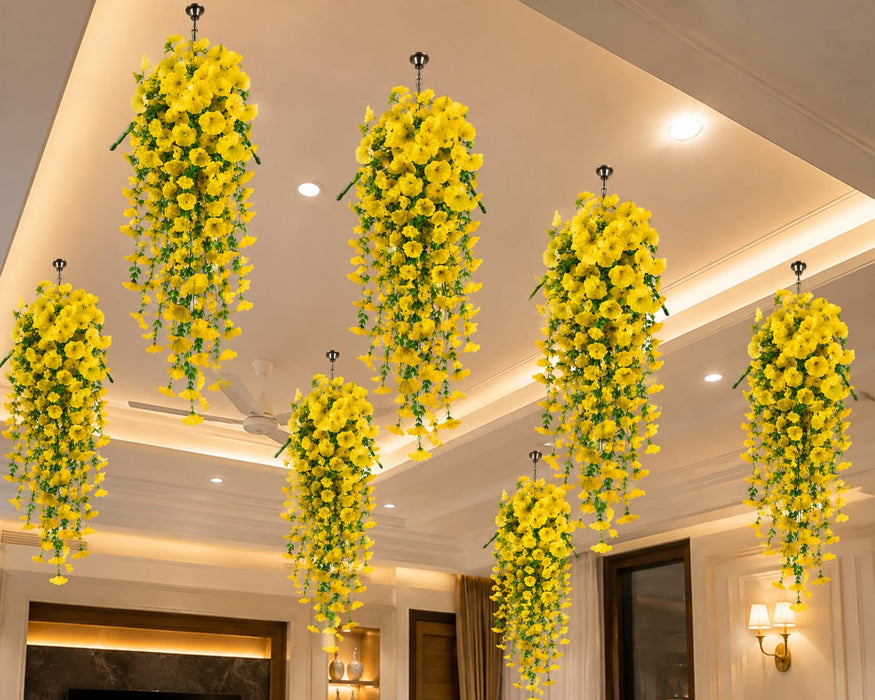 Artificial Hanging Flowers for Home Decor, Pink Flower Vine Garland for Wall, Door, Balcony, Garden, Wedding, Party, Mandap, Room, Office & Festival Decoration