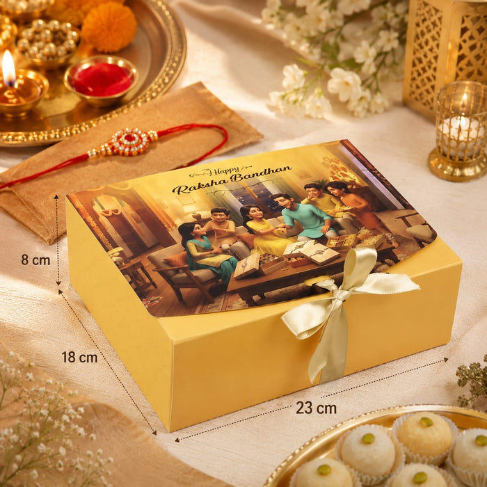 Premium  Raksha Bandhan Gift Hamper Box with Ribbon | Luxury Empty Gift Box for Rakhi Gifts, Sweets, Dry Fruits & Chocolates