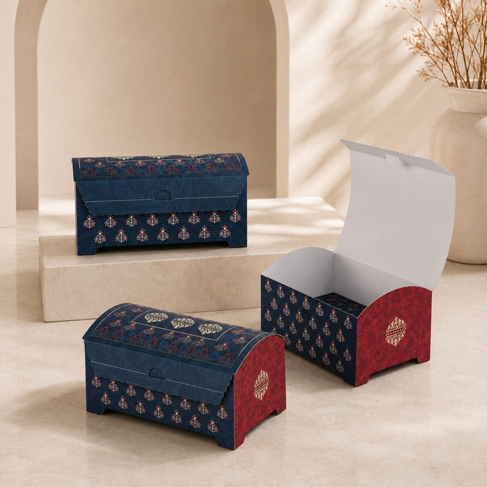 Royal Sandook Premium Printed Curved Gift Hamper Box with Handle | Luxury Festive Packaging Box for Raksha Bandhan, Diwali, Wedding & Return Gifts