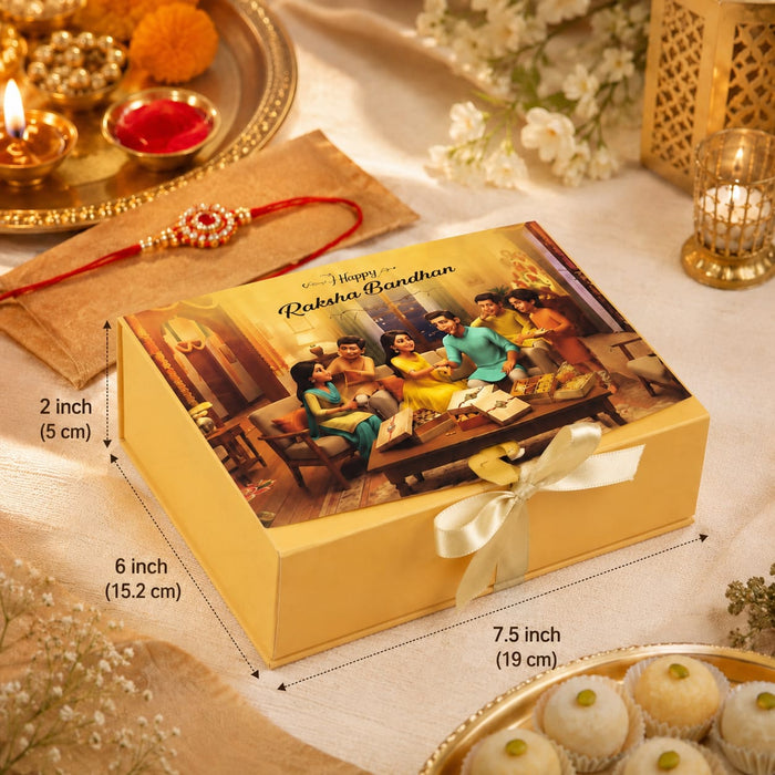 Premium  Raksha Bandhan Gift Hamper Box with Ribbon | Luxury Empty Gift Box for Rakhi Gifts, Sweets, Dry Fruits & Chocolates