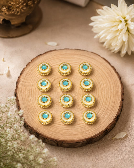12 Pcs Premium Pearl Kundan Rakhi Charms | Square Mirror Design | DIY Rakhi Making Supplies | Bracelet, Lumba & Craft Decoration