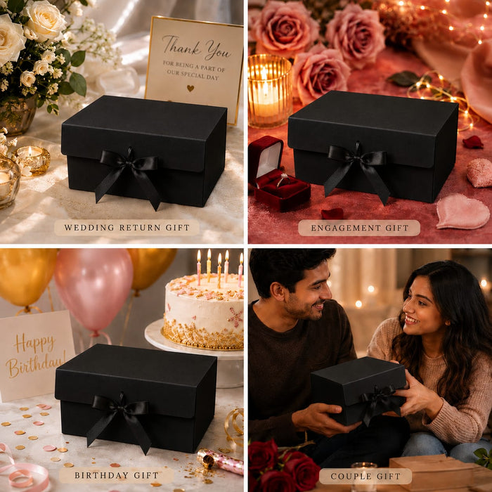 Collapsible  Without Magnet  Decorative Folding Paper Cardboard /Box with ribbon,DIY Box for Gift Hamper,Valentine Gifting,Wedding gifing.