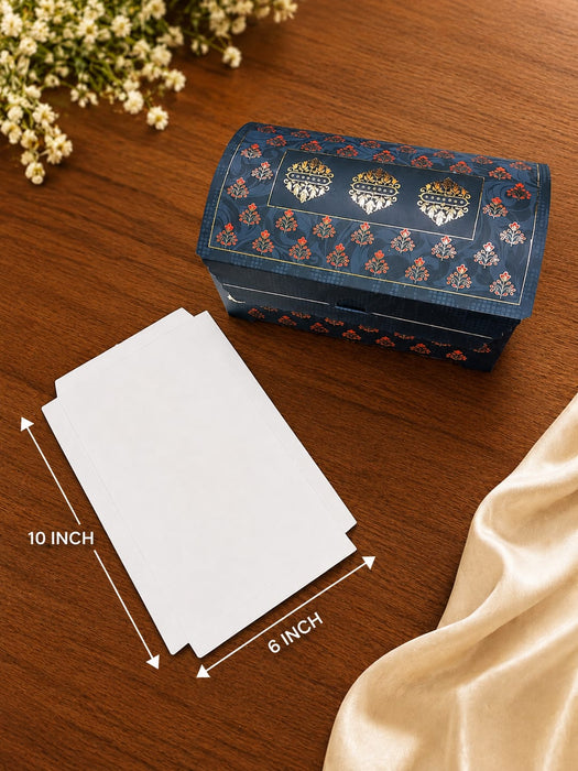 Royal Sandook Premium Printed Curved Gift Hamper Box with Handle | Luxury Festive Packaging Box for Raksha Bandhan, Diwali, Wedding & Return Gifts