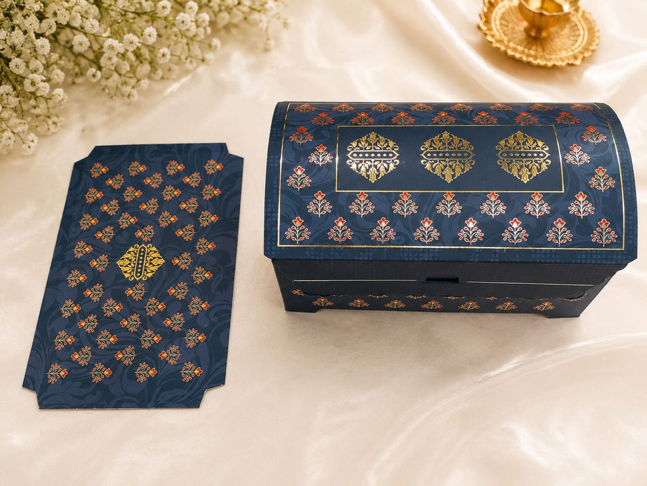 Royal Sandook Premium Printed Curved Gift Hamper Box with Handle | Luxury Festive Packaging Box for Raksha Bandhan, Diwali, Wedding & Return Gifts