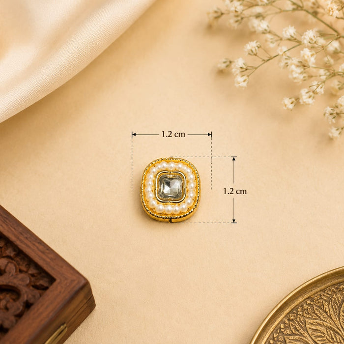 12 Pcs Premium Pearl Kundan Rakhi Charms | Square Mirror Design | DIY Rakhi Making Supplies | Bracelet, Lumba & Craft Decoration