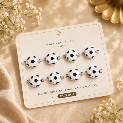 8 PCS Cute designer Rakhi Charms | Football, Ganesha, Tortoise & Cute Designer Metal Charms for DIY Rakhi Making