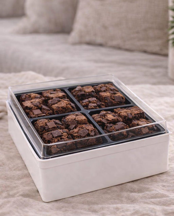4 Cavity Packing Box | Disposable  Box for  Brownies,Cake, Cookies ,Picnic,Gifting & Premium Packing